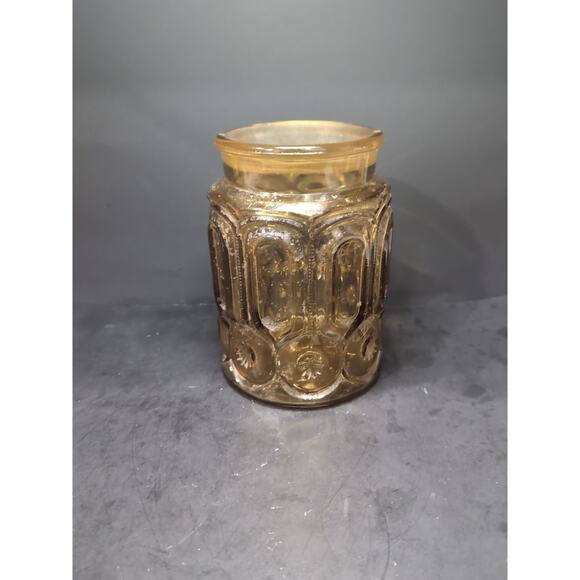 LE Smith Amber Honey Glass Apothecary, Vintage Moon & Stars Canister, 9 Inch Jar - Picture 3 of 9